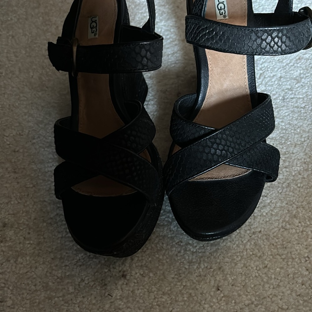 UGG wedge sandals black. Worn once - Picture 5 of 5